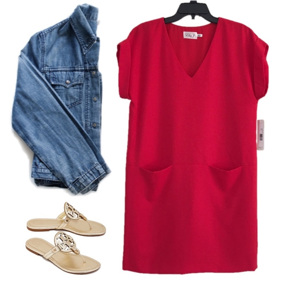 NWT Eliza J drop waist sheath dress with pockets